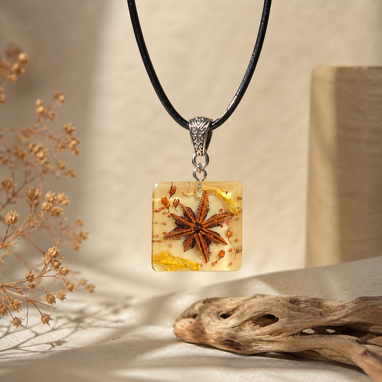 Star Anise Pendant. Handmade Resin Necklace