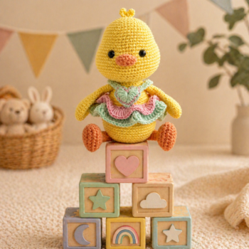 Amigurumi Chick Plush · Handmade Crochet Toy with Interchangeable Clothes - Imagen 4
