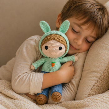 Amigurumi Boy Doll – Bunny Hood Design - Imagen 2
