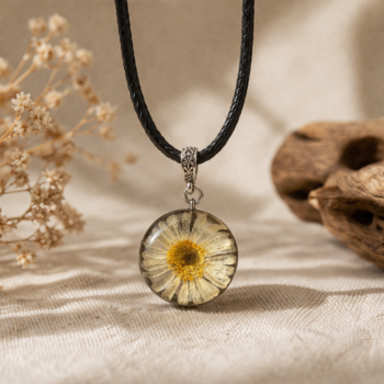 Daisy Pendant. Handmade Resin Necklace
