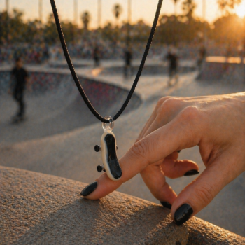 Skateboard Murano Glass Necklace · Handcrafted Skater Pendant