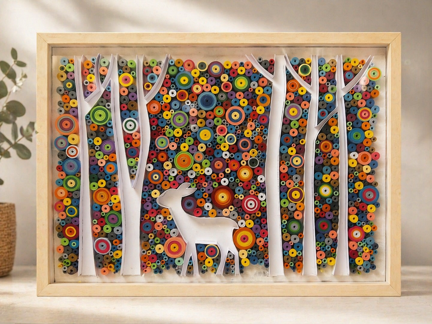 Deer Forest Quilling Frame · Handmade 3D Paper Art Wall Decor