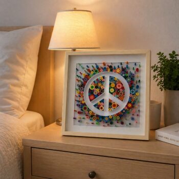 Peace Sign Colorful Painting · Handmade Boho Wall Art Decor - Imagen 2