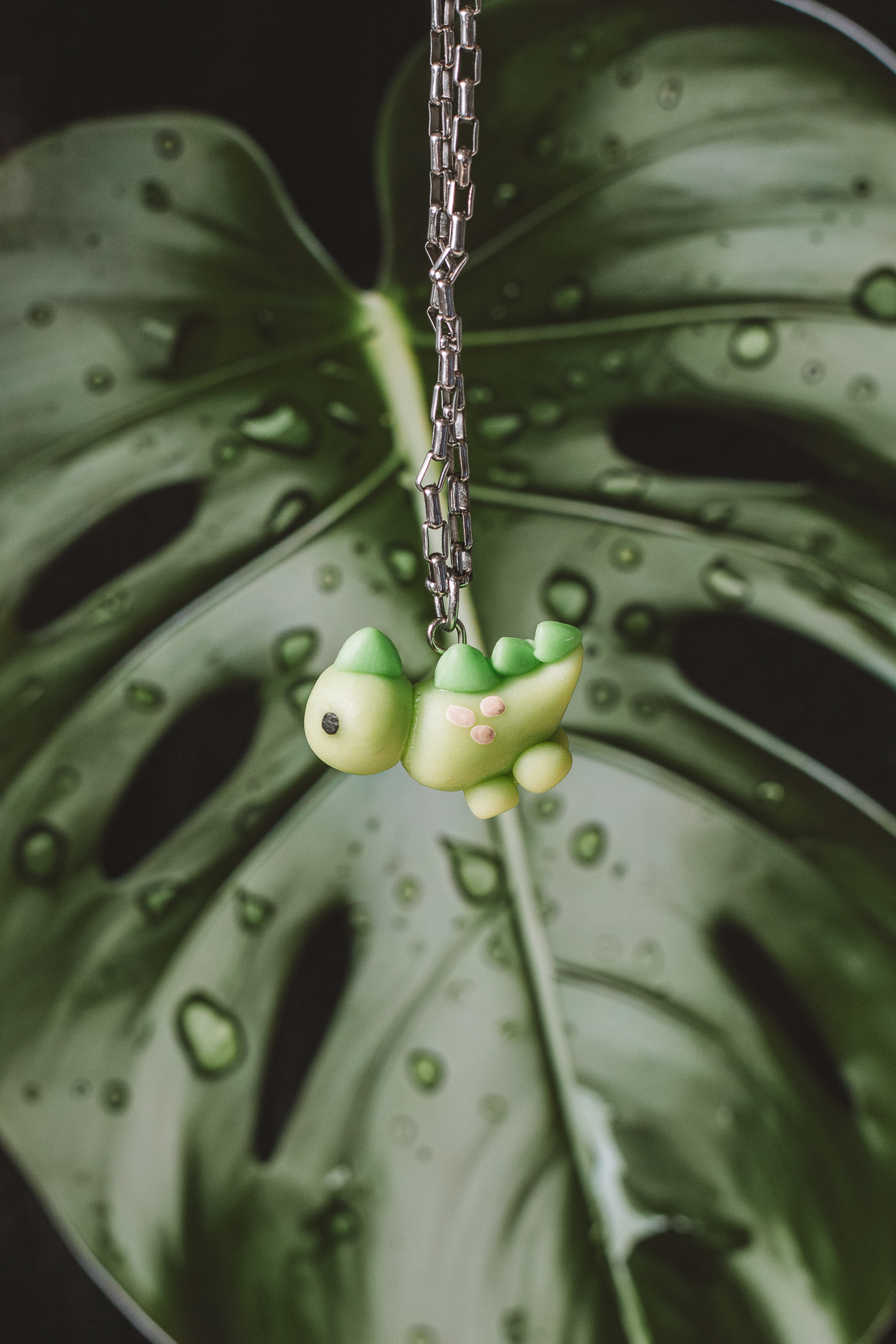 Cute Green Dinosaur with Spines - Porcelain