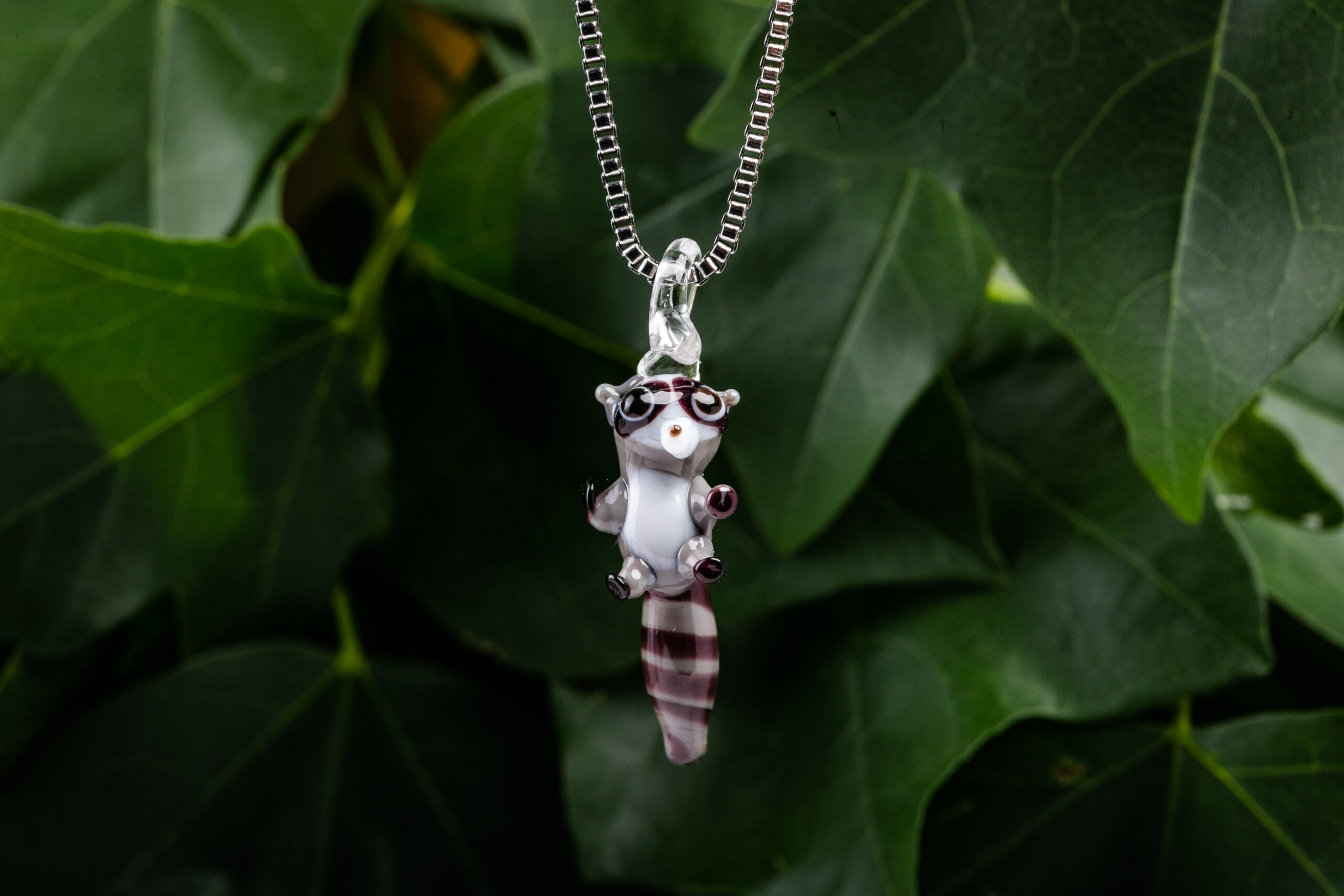 Raccoon Necklace - Murano Glass