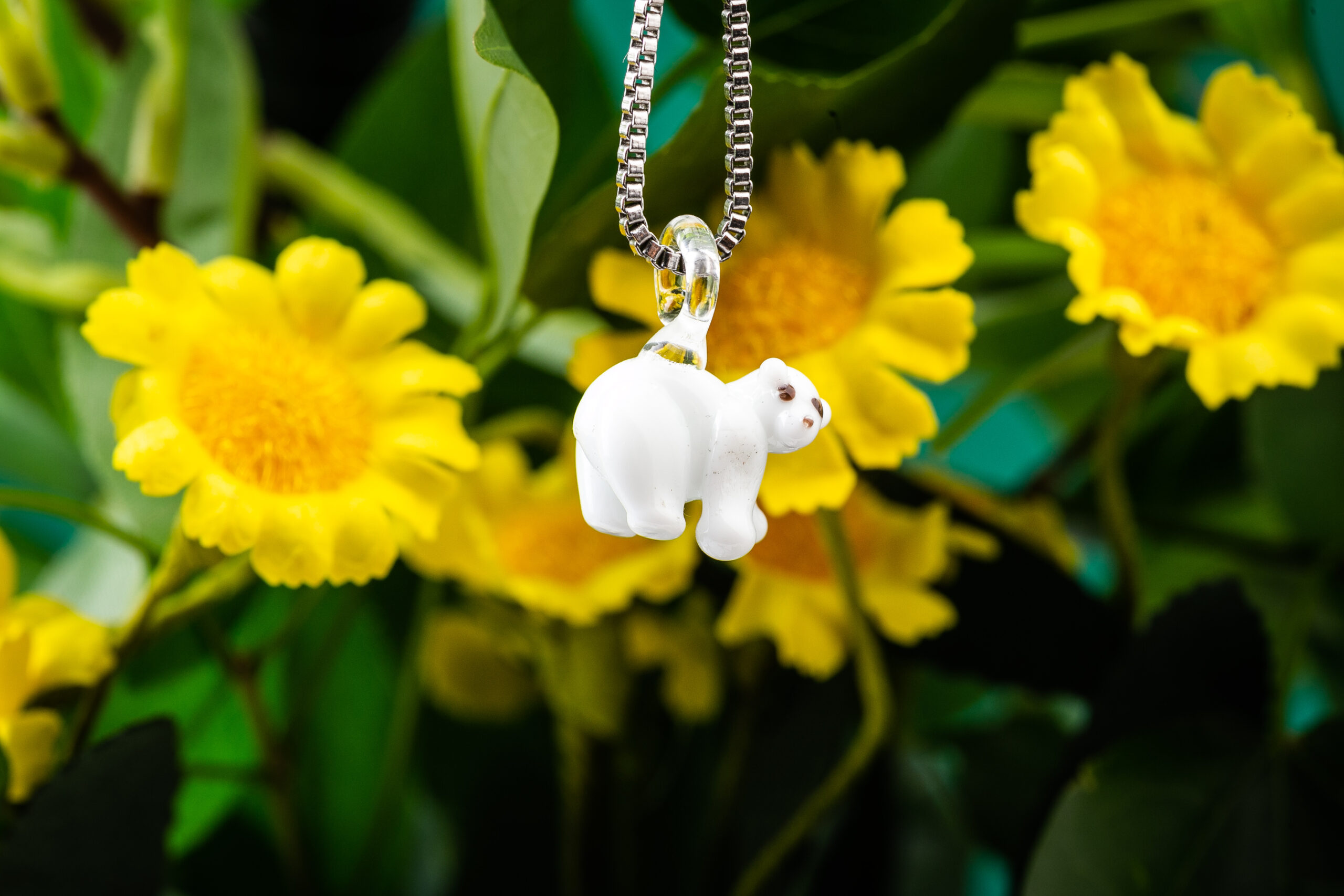 Polar Bear Necklace - Murano Glass