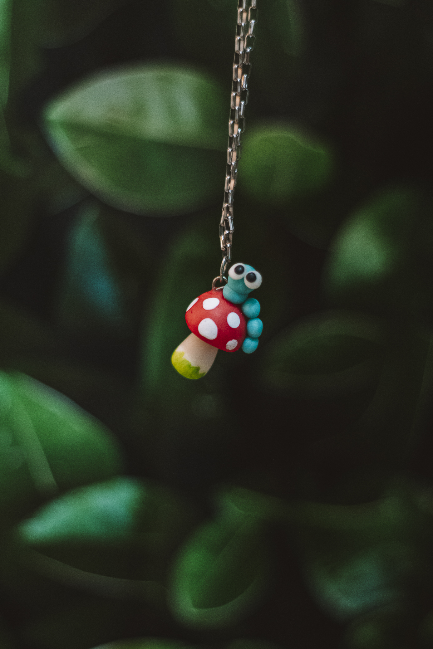 Blue Worm on Mushroom - Porcelain