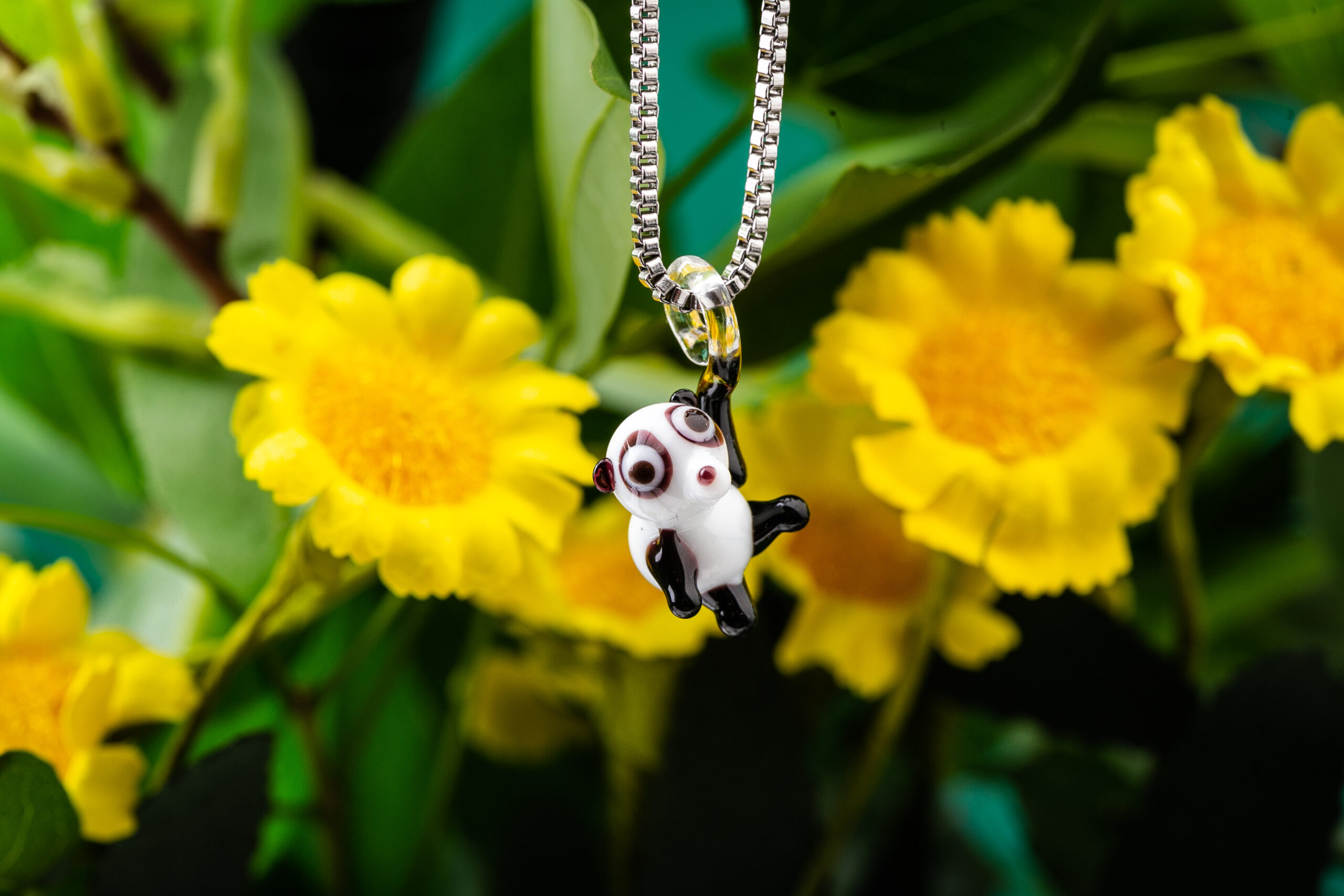 Panda Bear Necklace - Murano Glass