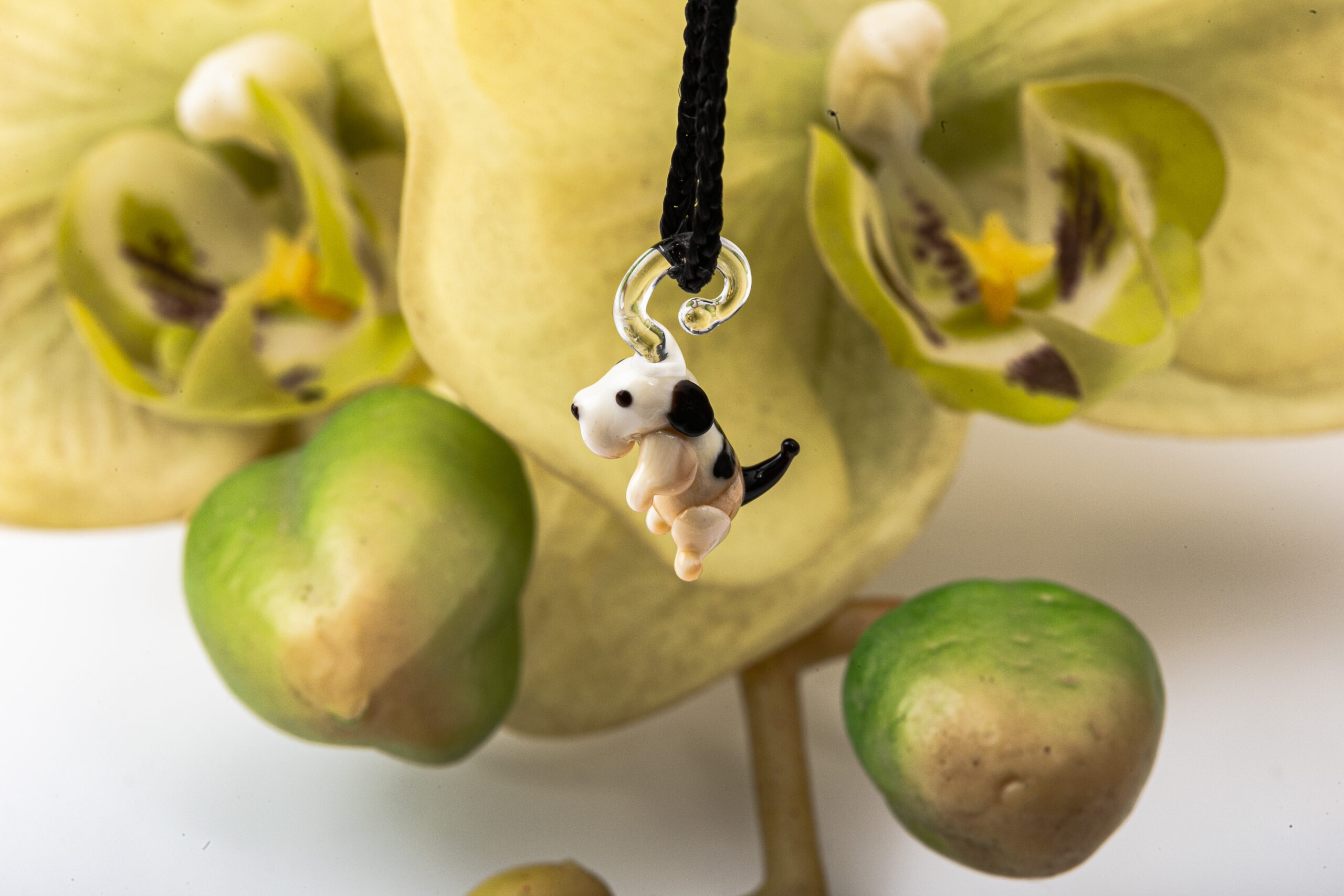 Black and Beige Dog - Murano Glass